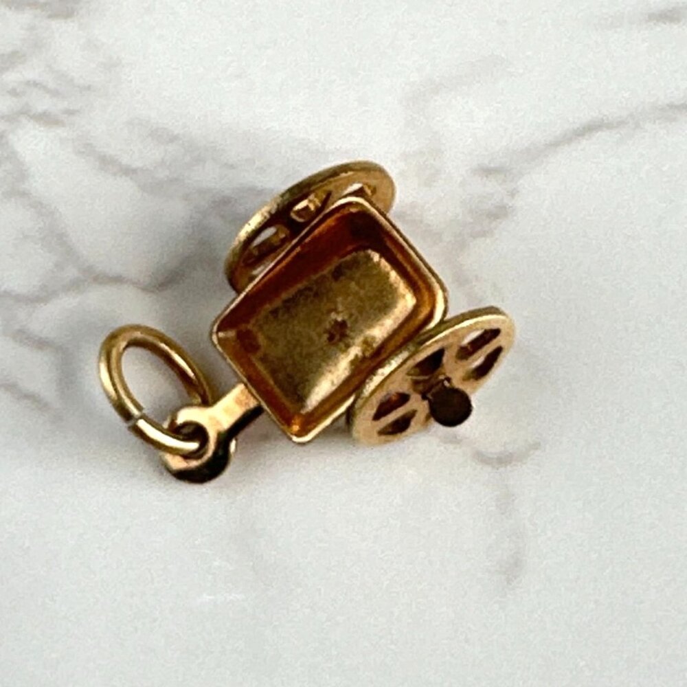 1/20 12K Gold Filled Wagon Or Wheelbarrow Charm Pendant Vintage Style Jewelry